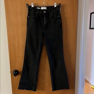 Mango Black Flare Raw-Edge Women's Jeans